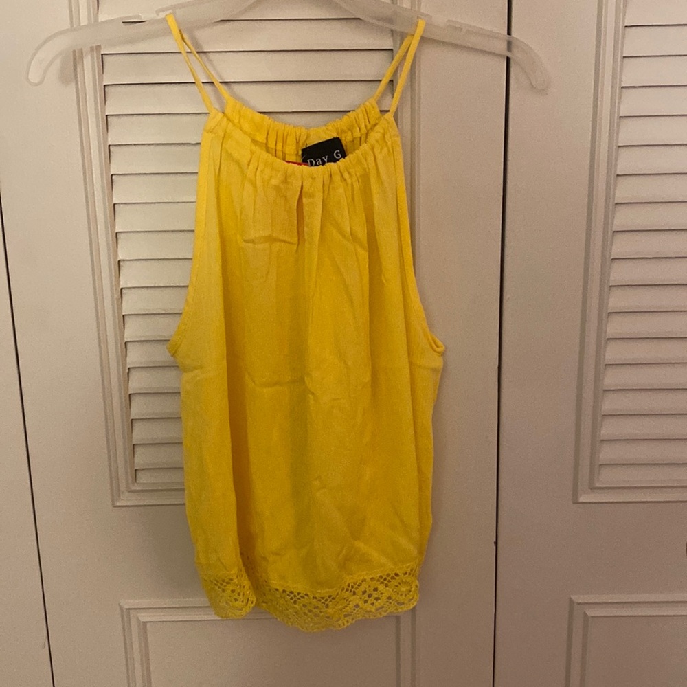 NEW Yellow tank top with lace bottom!